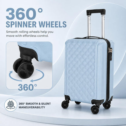 20 Inch Carry On Luggage, Lightweight Hard Shell Rolling Suitcase with Spinner Wheels, Airline Approved Hardside Travel Suitcase with Telescoping Handle (Champagne Beige)