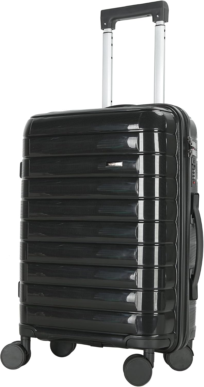 20 Inch Carry On Luggage, Lightweight Hard Shell Rolling Suitcase with Spinner Wheels, Airline Approved Hardside Travel Suitcase with Telescoping Handle (Champagne Beige)