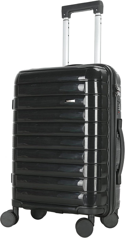 20 Inch Carry On Luggage, Lightweight Hard Shell Rolling Suitcase with Spinner Wheels, Airline Approved Hardside Travel Suitcase with Telescoping Handle (Champagne Beige)