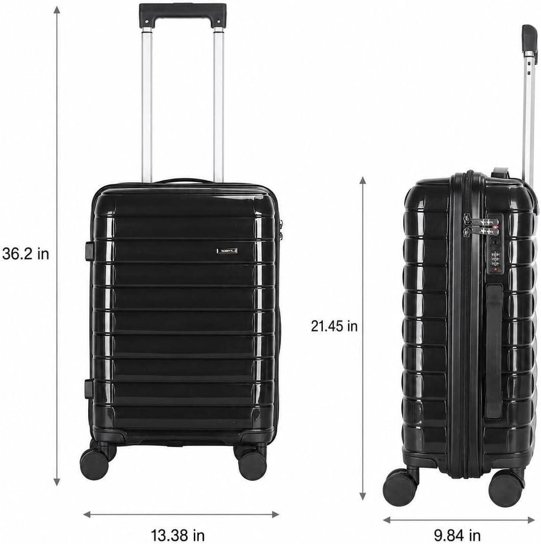 20 Inch Carry On Luggage, Lightweight Hard Shell Rolling Suitcase with Spinner Wheels, Airline Approved Hardside Travel Suitcase with Telescoping Handle (Champagne Beige)