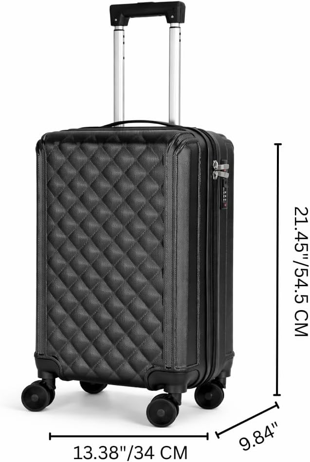 20 Inch Carry On Luggage, Lightweight Hard Shell Rolling Suitcase with Spinner Wheels, Airline Approved Hardside Travel Suitcase with Telescoping Handle (Champagne Beige)