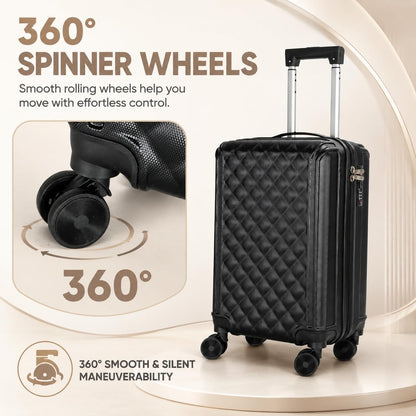 20 Inch Carry On Luggage, Lightweight Hard Shell Rolling Suitcase with Spinner Wheels, Airline Approved Hardside Travel Suitcase with Telescoping Handle (Champagne Beige)