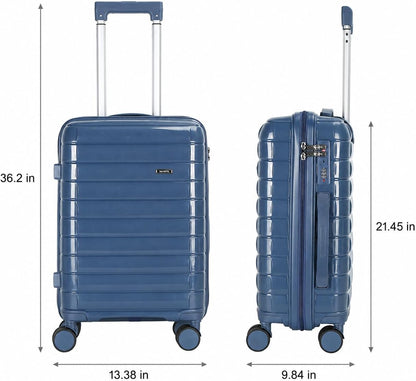 20 Inch Carry On Luggage, Lightweight Hard Shell Rolling Suitcase with Spinner Wheels, Airline Approved Hardside Travel Suitcase with Telescoping Handle (Champagne Beige)