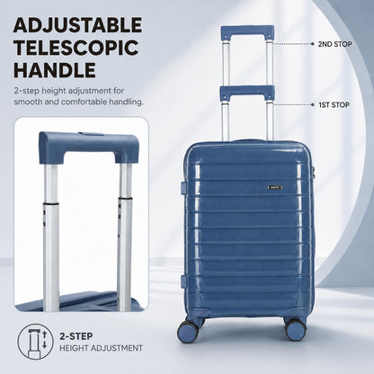 20 Inch Carry On Luggage, Lightweight Hard Shell Rolling Suitcase with Spinner Wheels, Airline Approved Hardside Travel Suitcase with Telescoping Handle (Champagne Beige)