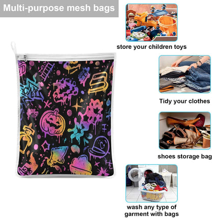 Mesh Laundry Bags Lingerie Bags for Washing Delicates 2 PCS Durable Wash Bag with Zipper Small and Medium Washable Pink Juicy Checkered Cherry - Colors B