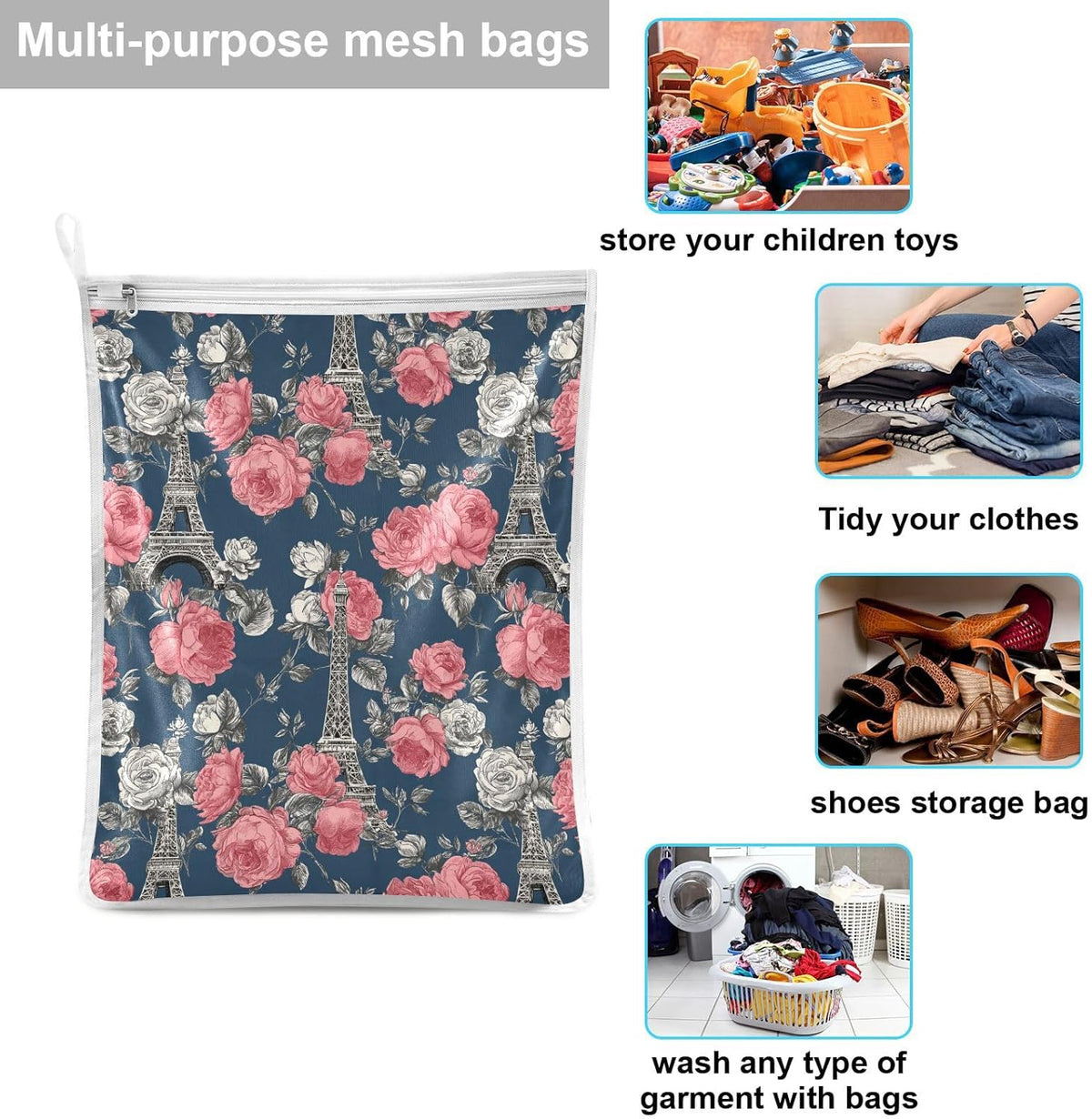 Mesh Laundry Bags Lingerie Bags for Washing Delicates 2 PCS Durable Wash Bag with Zipper Small and Medium Washable Pink Juicy Checkered Cherry - Colors B