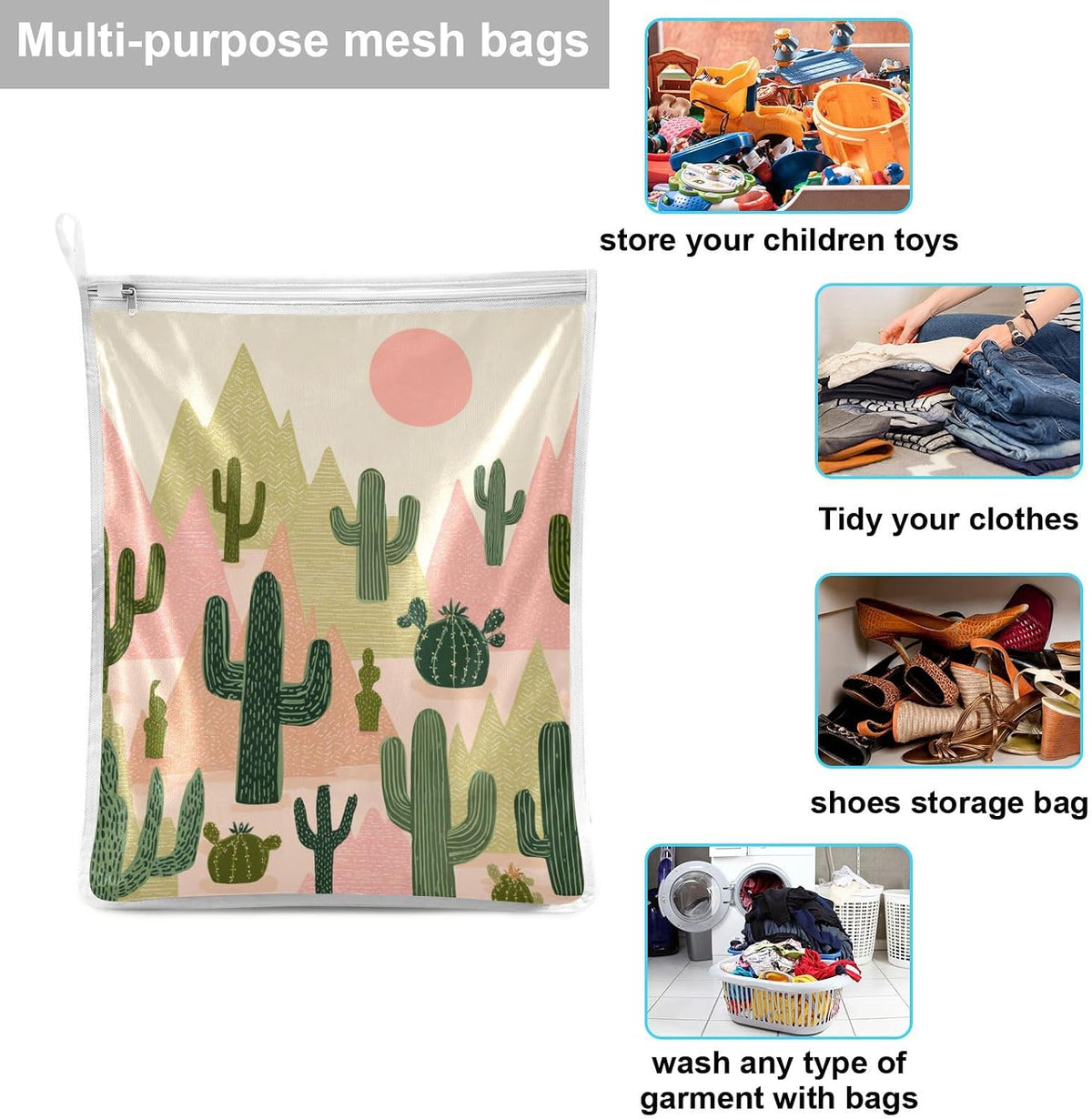 Mesh Laundry Bags Lingerie Bags for Washing Delicates 2 PCS Durable Wash Bag with Zipper Small and Medium Washable Pink Juicy Checkered Cherry - Colors B