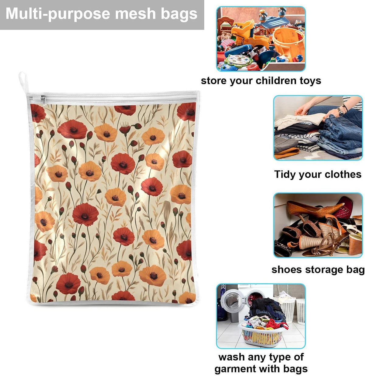 Mesh Laundry Bags Lingerie Bags for Washing Delicates 2 PCS Durable Wash Bag with Zipper Small and Medium Washable Pink Juicy Checkered Cherry - Colors B
