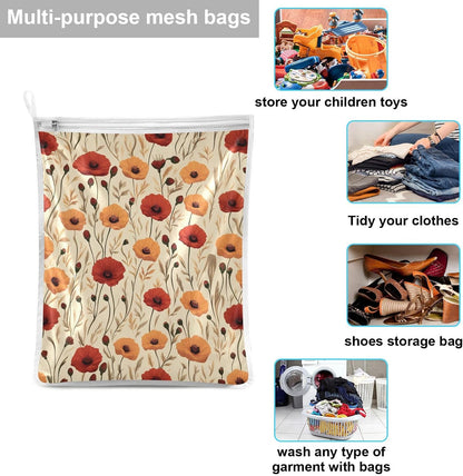 Mesh Laundry Bags Lingerie Bags for Washing Delicates 2 PCS Durable Wash Bag with Zipper Small and Medium Washable Pink Juicy Checkered Cherry - Colors B
