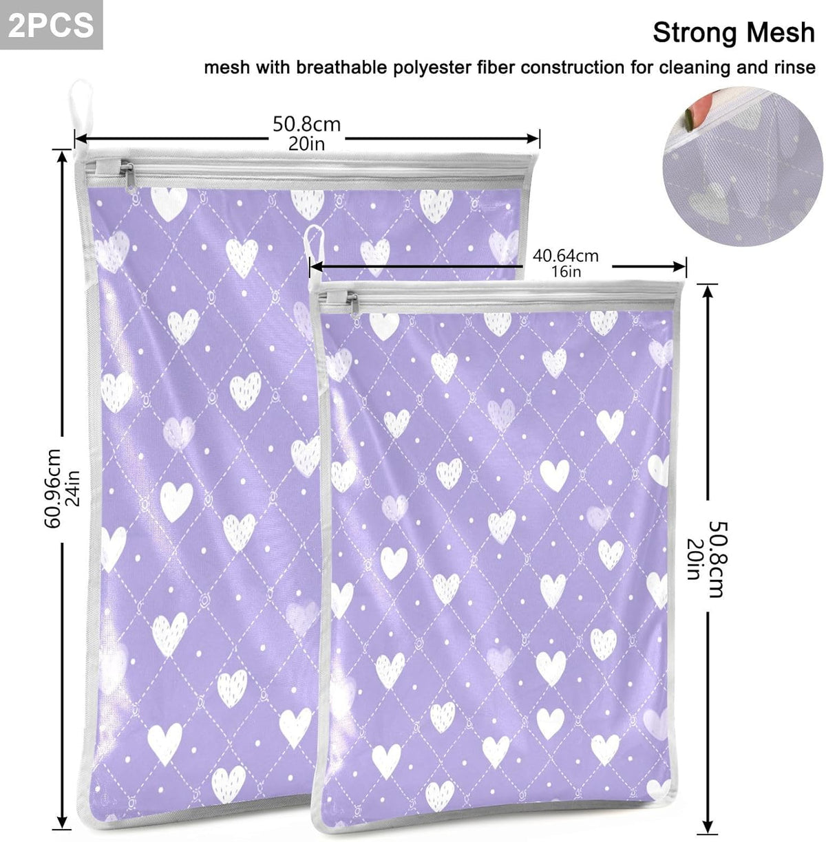 Mesh Laundry Bags Lingerie Bags for Washing Delicates 2 PCS Durable Wash Bag with Zipper Small and Medium Washable Pink Juicy Checkered Cherry - Colors B