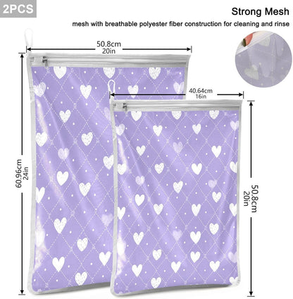 Mesh Laundry Bags Lingerie Bags for Washing Delicates 2 PCS Durable Wash Bag with Zipper Small and Medium Washable Pink Juicy Checkered Cherry - Colors B