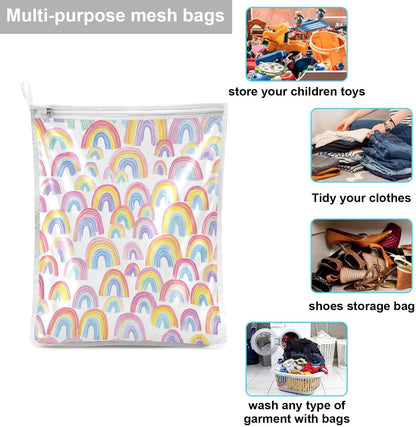 Mesh Laundry Bags Lingerie Bags for Washing Delicates 2 PCS Durable Wash Bag with Zipper Small and Medium Washable Pink Juicy Checkered Cherry - Colors B