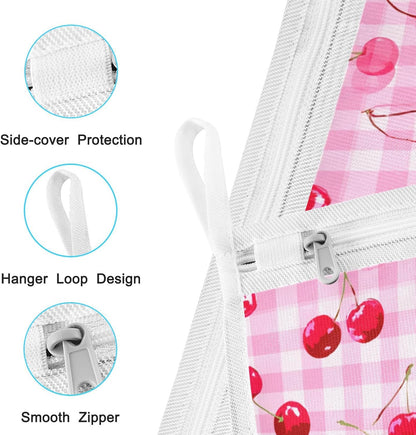 Mesh Laundry Bags Lingerie Bags for Washing Delicates 2 PCS Durable Wash Bag with Zipper Small and Medium Washable Pink Juicy Checkered Cherry - Colors B