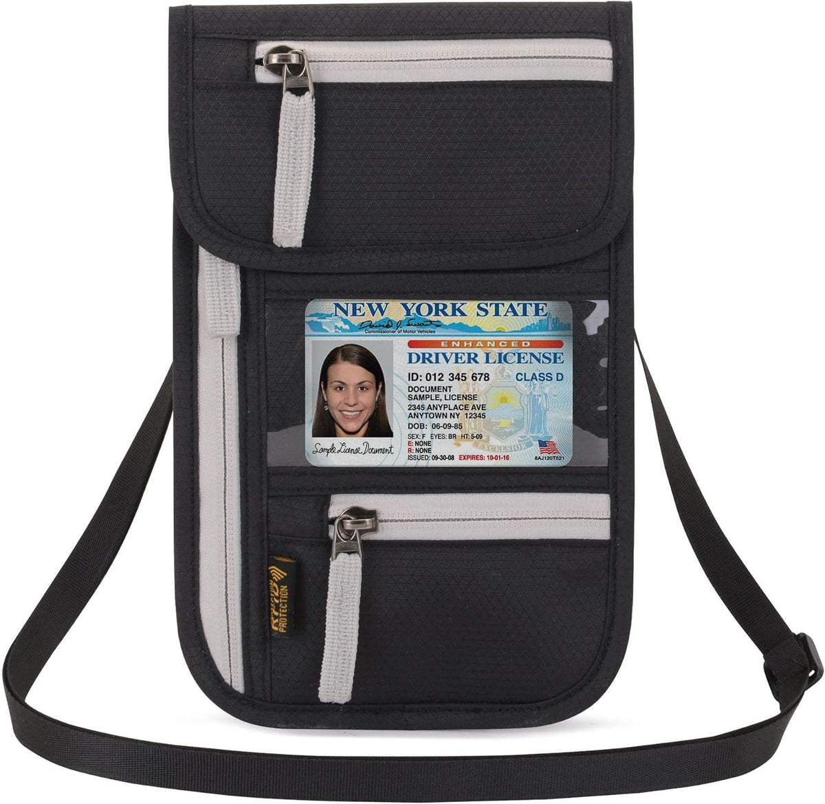 Travel Neck Wallet Pouch Passport Holder Cell Phone Purse Crossbody Bag for iPhone 15 Pro Max 16 14 Plus 13 12 Mini 11, Galaxy S25 Ultra S24 S23 S22 Plus S21 S20 FE Note 20 A16 A15, Pixel 9 8a (Gray)