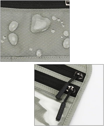 Travel Neck Wallet Pouch Passport Holder Cell Phone Purse Crossbody Bag for iPhone 15 Pro Max 16 14 Plus 13 12 Mini 11, Galaxy S25 Ultra S24 S23 S22 Plus S21 S20 FE Note 20 A16 A15, Pixel 9 8a (Gray)