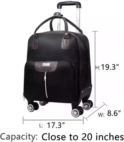 Rolling Laptop Bag, Lightweight Travel Trolley Luggage with 360° Spinner Wheels, Carry-On Wheeled Computer Tote