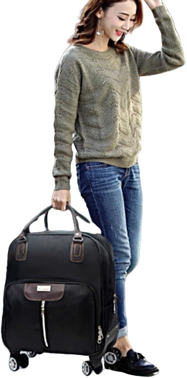 Rolling Laptop Bag, Lightweight Travel Trolley Luggage with 360° Spinner Wheels, Carry-On Wheeled Computer Tote