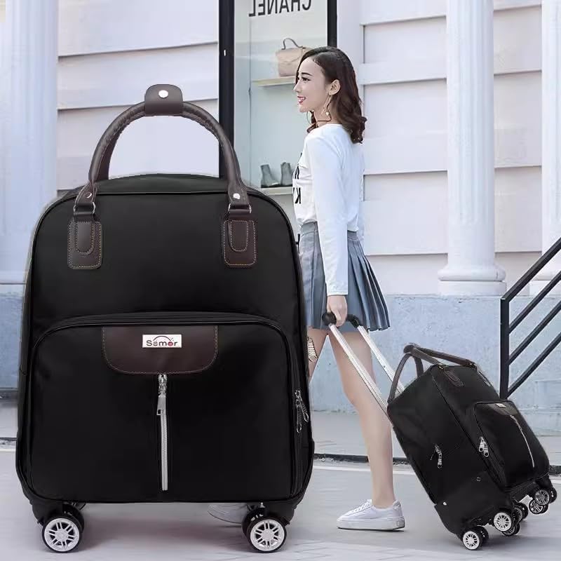 Rolling Laptop Bag, Lightweight Travel Trolley Luggage with 360° Spinner Wheels, Carry-On Wheeled Computer Tote