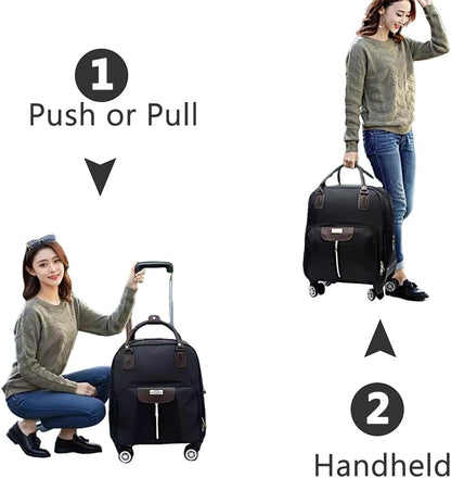 Rolling Laptop Bag, Lightweight Travel Trolley Luggage with 360° Spinner Wheels, Carry-On Wheeled Computer Tote
