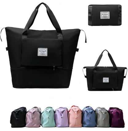 Large Capacity Foldable Travel Bag, Expandable lightweight Carry on Bag, Dry with Wet Separation Spor Duffel Bags (Sweet Powder)
