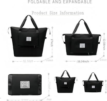 Large Capacity Foldable Travel Bag, Expandable lightweight Carry on Bag, Dry with Wet Separation Spor Duffel Bags (Sweet Powder)
