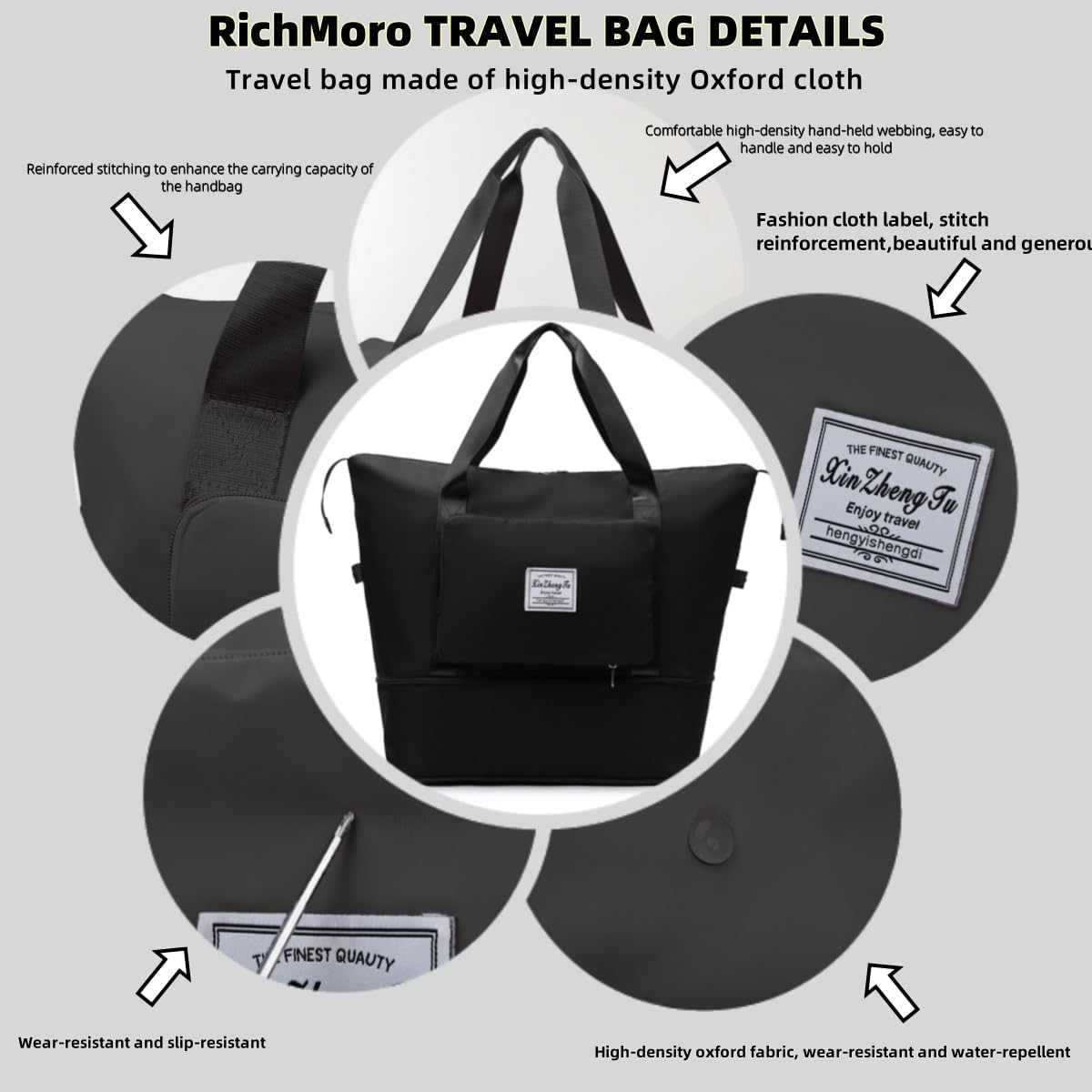 Large Capacity Foldable Travel Bag, Expandable lightweight Carry on Bag, Dry with Wet Separation Spor Duffel Bags (Sweet Powder)