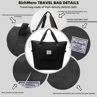 Large Capacity Foldable Travel Bag, Expandable lightweight Carry on Bag, Dry with Wet Separation Spor Duffel Bags (Sweet Powder)