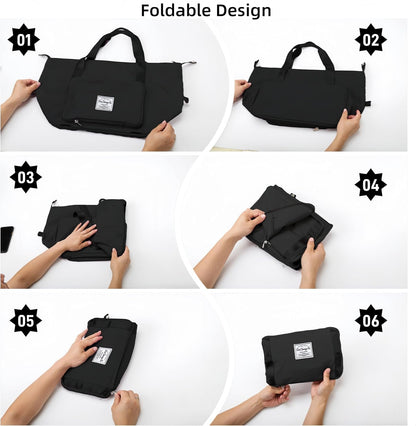 Large Capacity Foldable Travel Bag, Expandable lightweight Carry on Bag, Dry with Wet Separation Spor Duffel Bags (Sweet Powder)