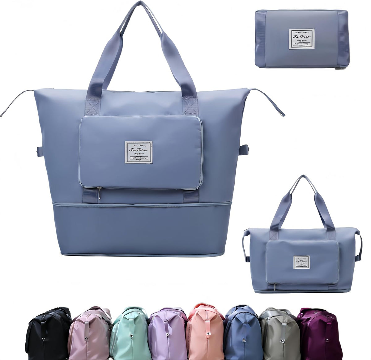 Large Capacity Foldable Travel Bag, Expandable lightweight Carry on Bag, Dry with Wet Separation Spor Duffel Bags (Sweet Powder)