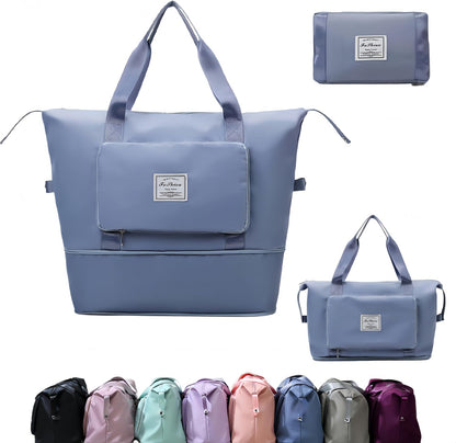 Large Capacity Foldable Travel Bag, Expandable lightweight Carry on Bag, Dry with Wet Separation Spor Duffel Bags (Sweet Powder)
