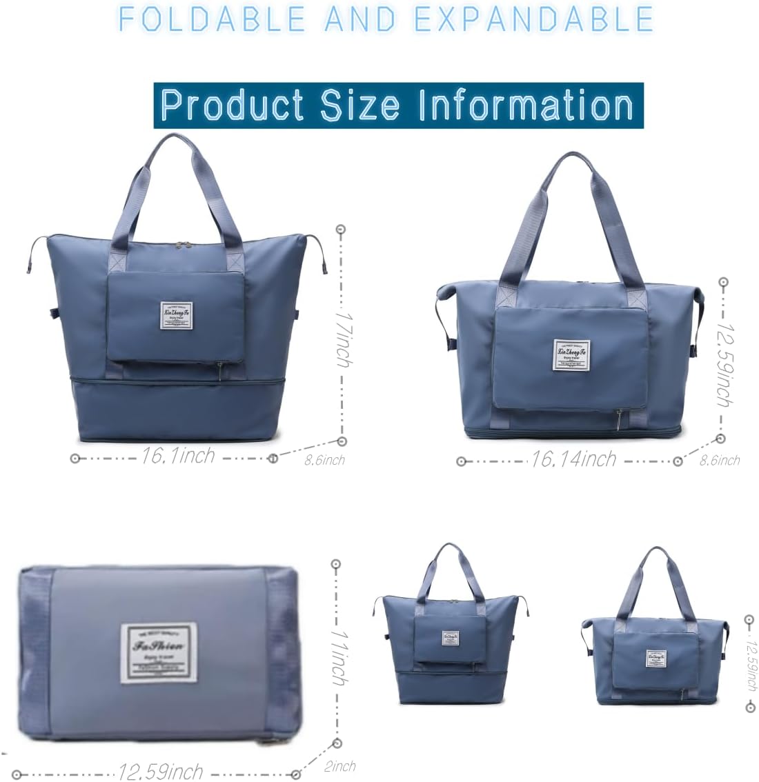 Large Capacity Foldable Travel Bag, Expandable lightweight Carry on Bag, Dry with Wet Separation Spor Duffel Bags (Sweet Powder)