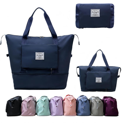 Large Capacity Foldable Travel Bag, Expandable lightweight Carry on Bag, Dry with Wet Separation Spor Duffel Bags (Sweet Powder)