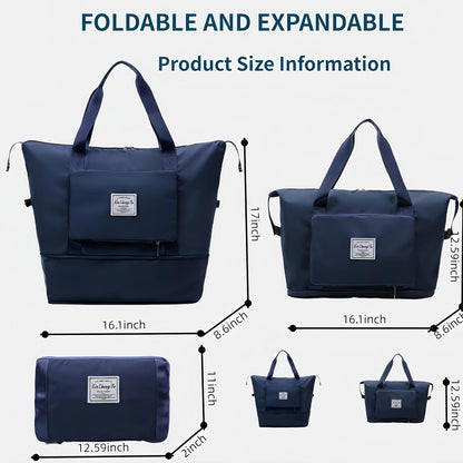 Large Capacity Foldable Travel Bag, Expandable lightweight Carry on Bag, Dry with Wet Separation Spor Duffel Bags (Sweet Powder)