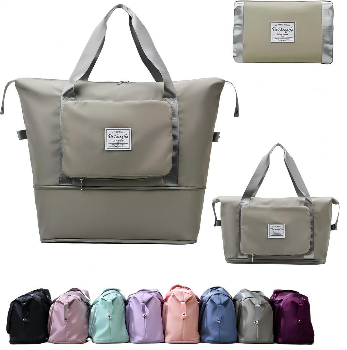 Large Capacity Foldable Travel Bag, Expandable lightweight Carry on Bag, Dry with Wet Separation Spor Duffel Bags (Sweet Powder)