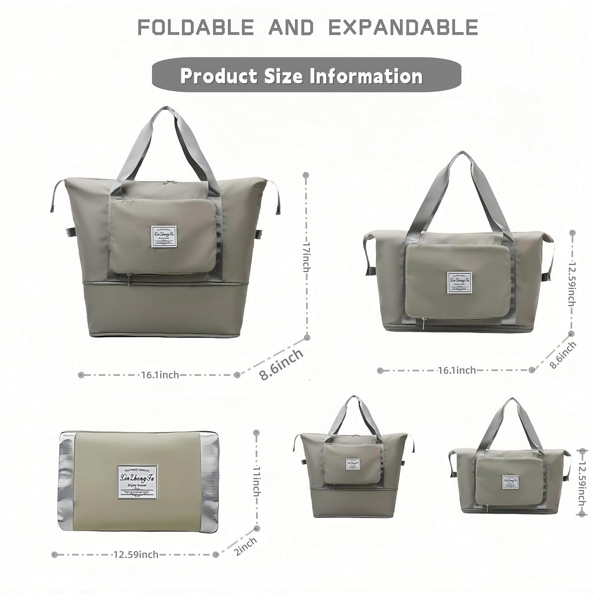 Large Capacity Foldable Travel Bag, Expandable lightweight Carry on Bag, Dry with Wet Separation Spor Duffel Bags (Sweet Powder)