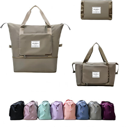 Large Capacity Foldable Travel Bag, Expandable lightweight Carry on Bag, Dry with Wet Separation Spor Duffel Bags (Sweet Powder)