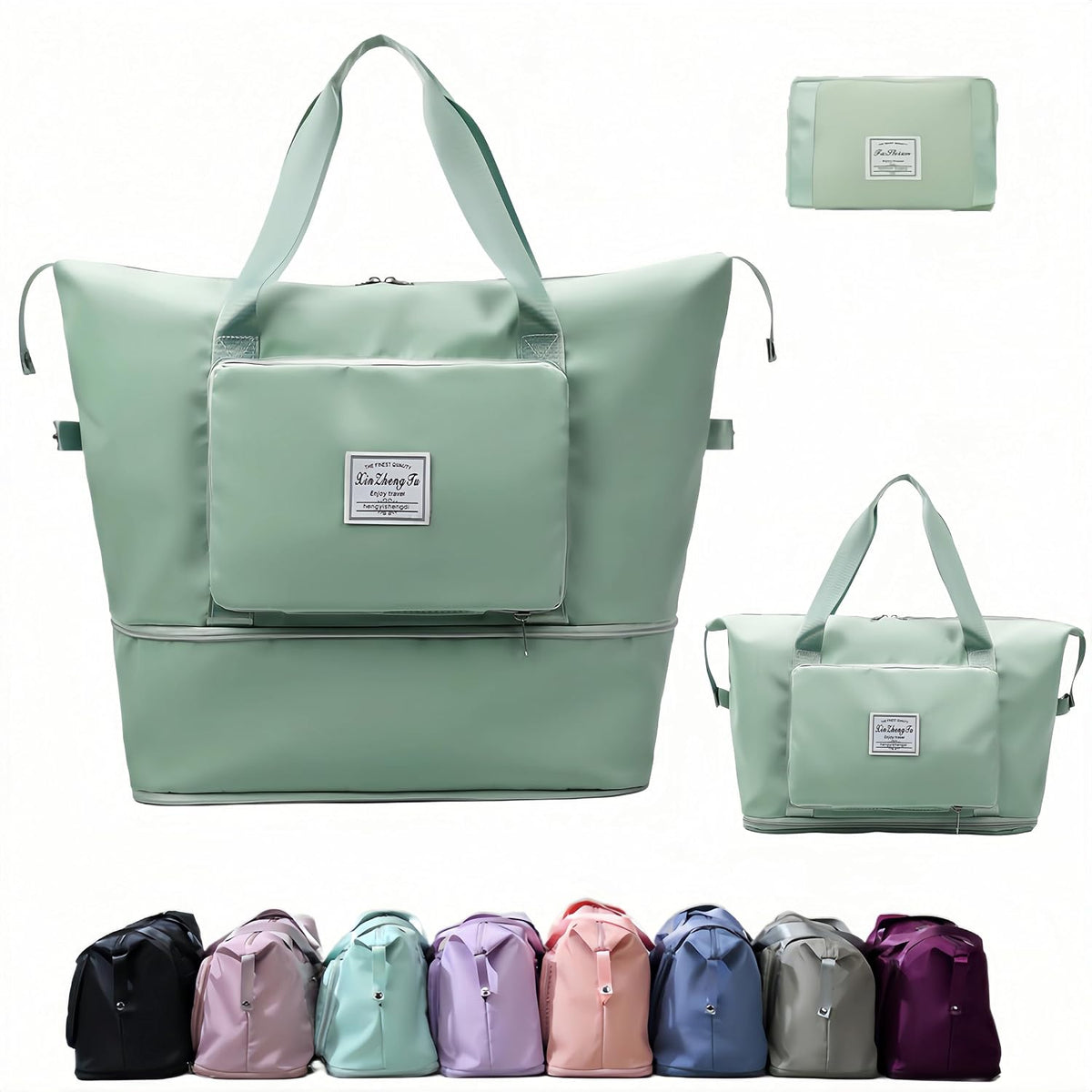 Large Capacity Foldable Travel Bag, Expandable lightweight Carry on Bag, Dry with Wet Separation Spor Duffel Bags (Sweet Powder)