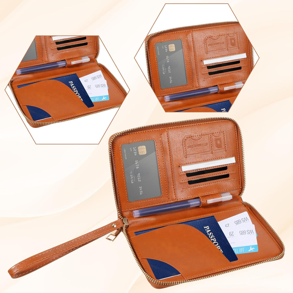 Passport Holder for Travel Women and Men RFID Passport Holder with Card Slots Holders Passports Case Passports Cover Wallet Travel Essentials Accessories for Phones Cash Boarding Passes