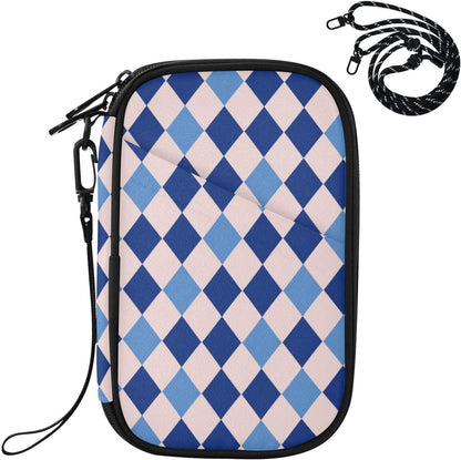Travel Doc Organizer 8.26×5.51×1.18 In | Scratch Resistant Polyester Multi Pockets Multi-Way Carry for Adults Vacation Navy Argyle