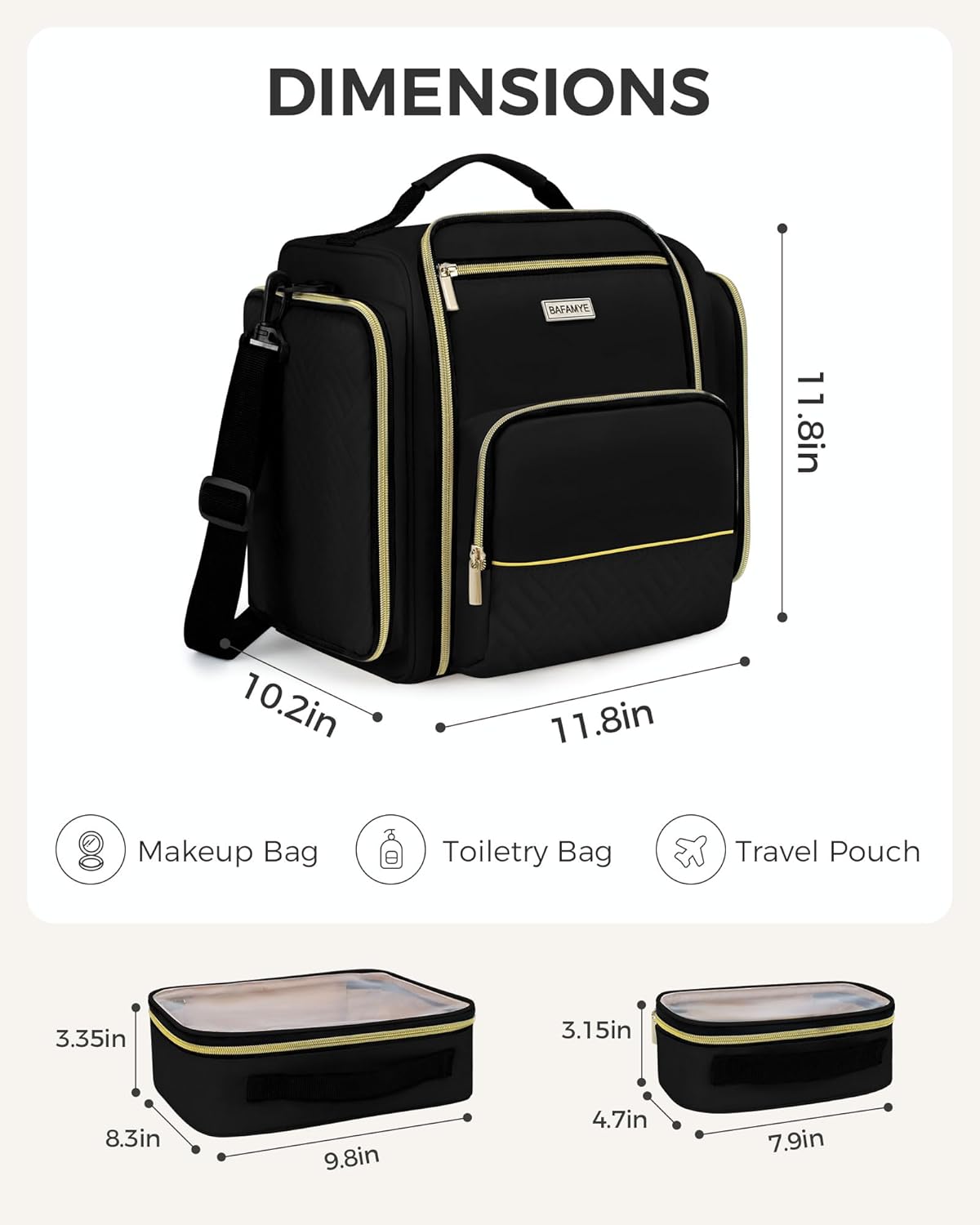 Large Travel Makeup Bag - Cosmetic Organizer with 4 Removable Inner Pockets, Multi-functional Toiletry Bag for Accessories & Brushes, Women's Beauty Case, Pink