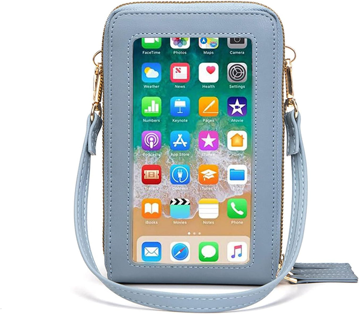 Touch Screen RFID Phone Crossbody Purse with 2 Straps for Women | Clear phone window, RFID card space, 11 slots and zip pockets support quick calls, errands, theme parks and travel