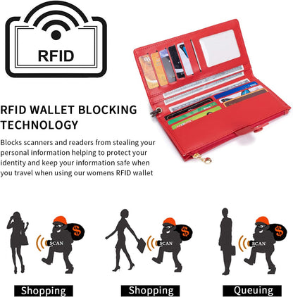 Touch Screen RFID Phone Crossbody Purse with 2 Straps for Women | Clear phone window, RFID card space, 11 slots and zip pockets support quick calls, errands, theme parks and travel
