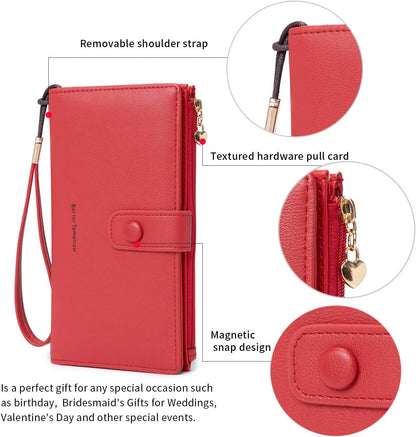 Touch Screen RFID Phone Crossbody Purse with 2 Straps for Women | Clear phone window, RFID card space, 11 slots and zip pockets support quick calls, errands, theme parks and travel