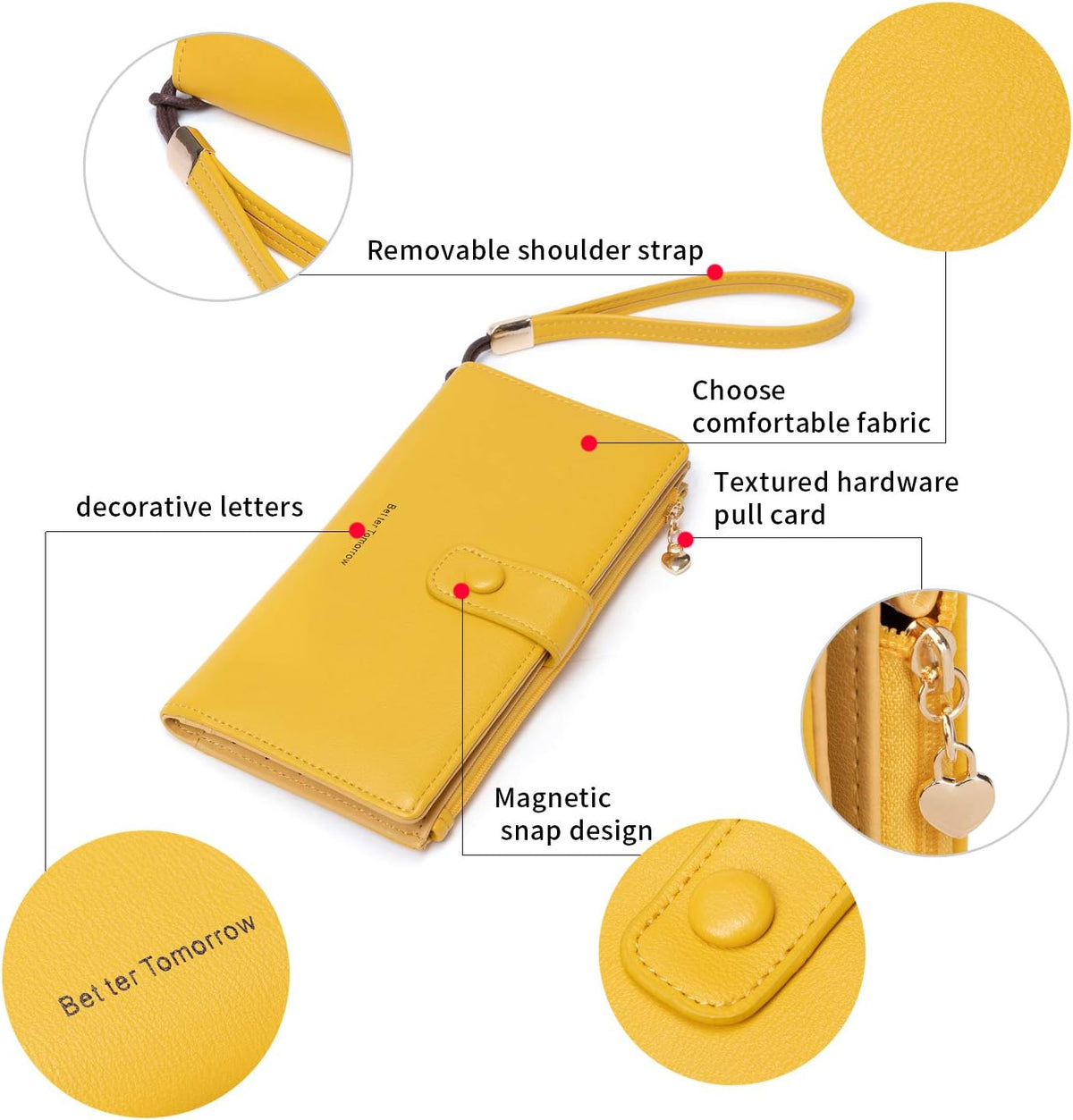Touch Screen RFID Phone Crossbody Purse with 2 Straps for Women | Clear phone window, RFID card space, 11 slots and zip pockets support quick calls, errands, theme parks and travel