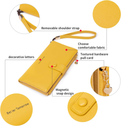 Touch Screen RFID Phone Crossbody Purse with 2 Straps for Women | Clear phone window, RFID card space, 11 slots and zip pockets support quick calls, errands, theme parks and travel