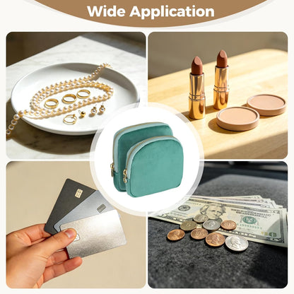 2 Pcs Travel Jewelry Case Set, Detachable 2-1n-1 Velvet Jewelry Organizer Pouch with Zipper, Portable Small Jewel Storage Bag for Rings Earrings Bracelets Watch Lipstick