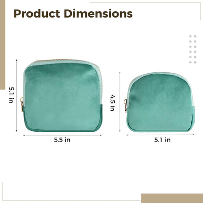 2 Pcs Travel Jewelry Case Set, Detachable 2-1n-1 Velvet Jewelry Organizer Pouch with Zipper, Portable Small Jewel Storage Bag for Rings Earrings Bracelets Watch Lipstick