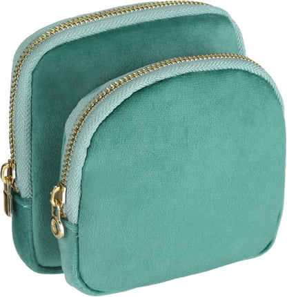 2 Pcs Travel Jewelry Case Set, Detachable 2-1n-1 Velvet Jewelry Organizer Pouch with Zipper, Portable Small Jewel Storage Bag for Rings Earrings Bracelets Watch Lipstick