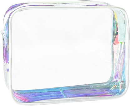 Neon TSA Approved Clear Toiletry Pouch, 7"x2.3"x4.7" Size, PVC Travel Makeup Bags for Toiletries, Transparent Cosmetic Bag for Women and Men Small (Wine Red)