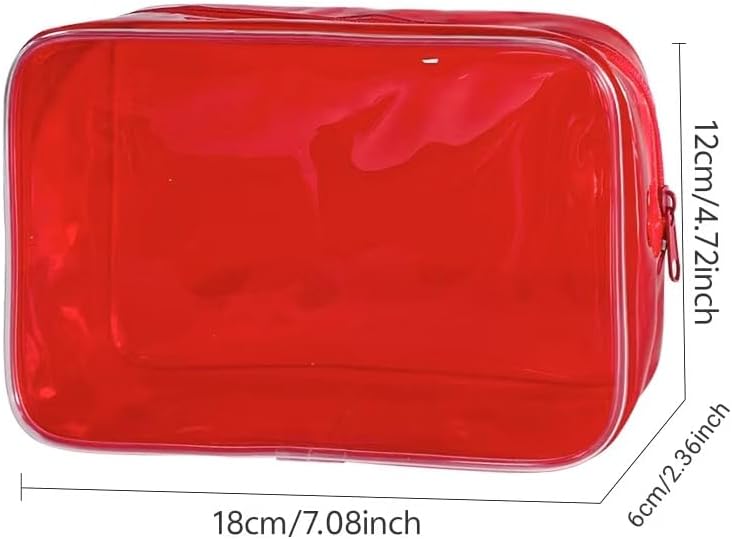 Neon TSA Approved Clear Toiletry Pouch, 7"x2.3"x4.7" Size, PVC Travel Makeup Bags for Toiletries, Transparent Cosmetic Bag for Women and Men Small (Wine Red)